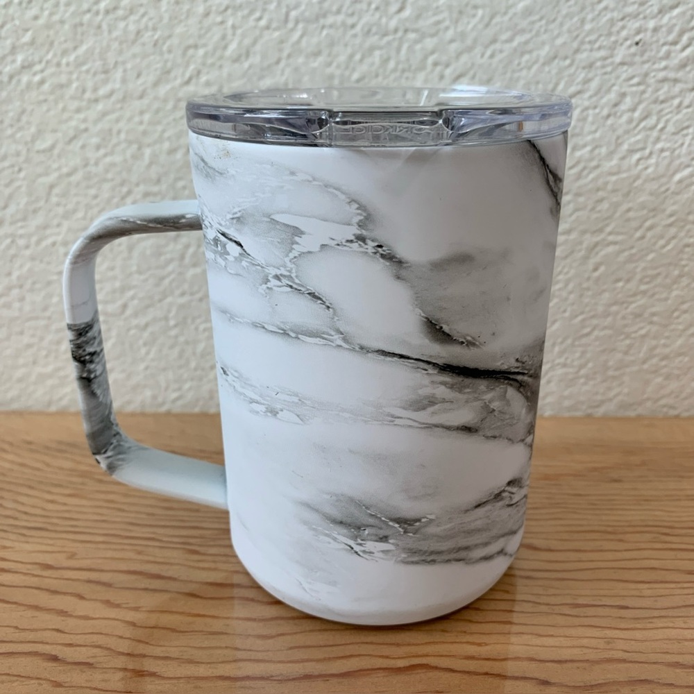 Corkcicle 16oz Triple Insulting Coffee Mug GREY/WHITE MARBLE DESIGN EX COND - Picture 2 of 9